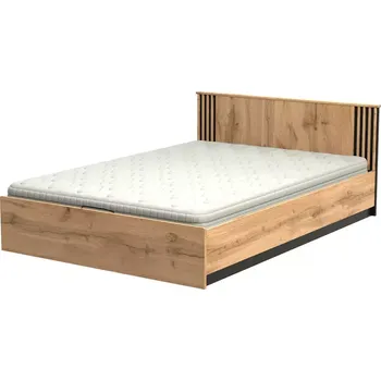 Ložnicová sestava Postel Lamelo LA30 140x200 dub wotan/černý mat