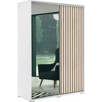 Předsíňová stěna Skříň Kair bílá/lamela zlatý craft 150x215x62