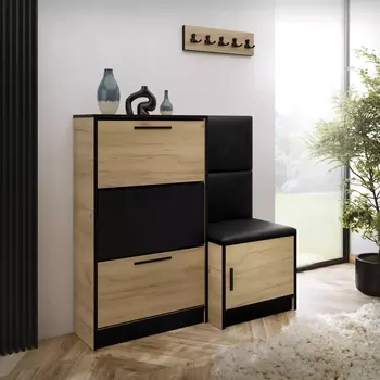 Předsíňová stěna Botník Kpl Foli Craft + černá ekokůže (Madryt 1100)