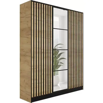 Šatní skříň Skříň Eden 3D 157 dub craft zlatá vzor 3