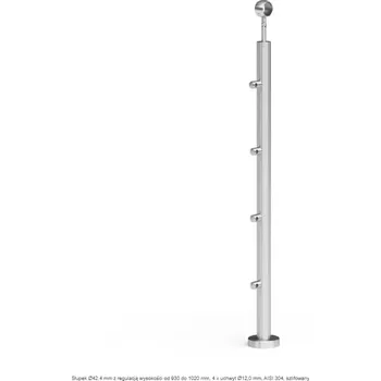 Sloupek atlanta 970mm s nastavením výšky ocel nerez