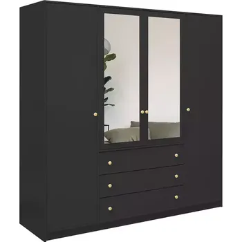 Předsíňová stěna Skříň Siena D4 černá / zrcadlo