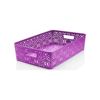 Úložný box Mega Plast, Košík MONAKO L, 10 x 39 x 27 cm, růžový