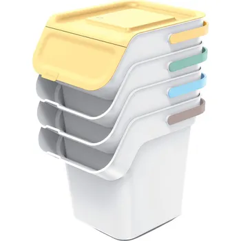 Odpadkový koš Sada odpadkových košů Keden, pro třídění odpadu, 4x20 litrů, popel, Kaddi Q Set