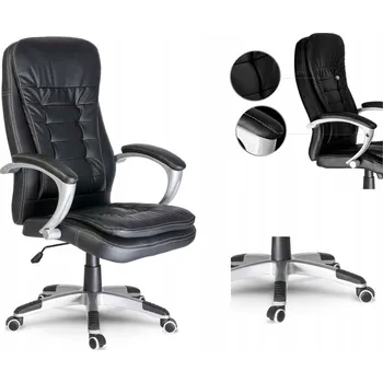 Otočné křeslo černé kožené kovové s nastavitelnou výškou