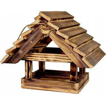 Krmítko pro ptáka Dřevěné opálené krmítko pro ptáky na zahradu XXL 30x25 cm