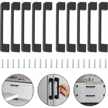 Nábytkové kování 10 x NÁBYTKOVÁ ÚCHYTKA ČERNÝ DRŽÁK NA KUCHYŇSKÝ NÁBYTEK DRŽÁK NA SKŘÍŇKU 128 MM