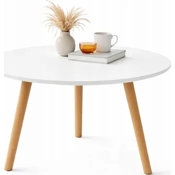 Konferenční stolek MODERNÍ KONFERENČNÍ STOLEK KULATÝ DO OBÝVACÍHO POKOJE DŘEVĚNÝ STYLOVÝ LOFT