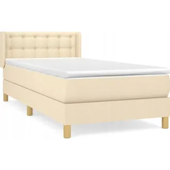 Postel Kontinentální postel krémová 203 x 103 x 78/88 cm s matrací 100 x 200 x 20