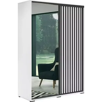 Předsíňová stěna Skříň Atena bílá/lamela černá 150x215x62