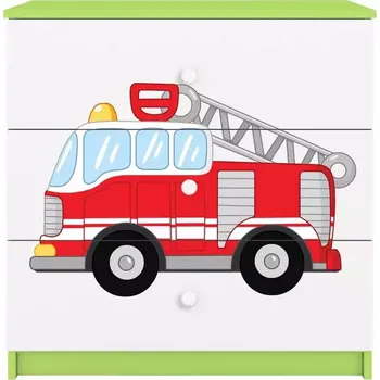 Dětský pokoj Dětská komoda Babydreams zelená - Hasičské auto