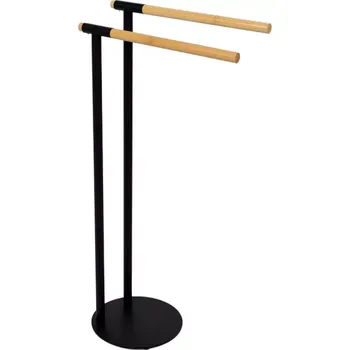 Věšák Věšák na ručníky černý/bambus bth0063ba-a