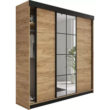 Předsíňová stěna Šatní skříň Lamaro 200 dub craft zlatý + černé prvky