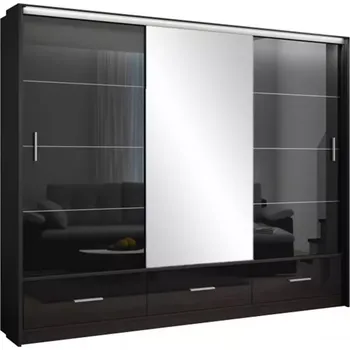 Předsíňová stěna Skříň Marsylia 250 černý lesk/černý