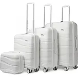 Kono K2094L Sada kufrů 4ks spinner 30cm 55cm 66cm 76cm Bílý Polypropylen