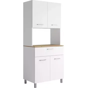 Kuchyňská skříňka Vitrína do kuchyně Milano bílá s deskou dub artisan