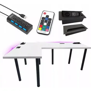 Kancelářská sestava Psací Stůl Roh. Top Bílý 240x160x3,6 Model 3