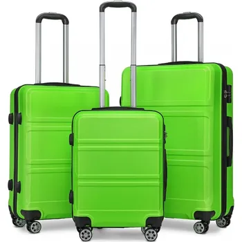 Kono K1871-1L Sada 3 kufry spinner 52/65/75cm Zelený ABS