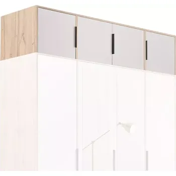 Šatní skříň Nástavec Duarte D4 kašmír/dub wotan/zrcadlo