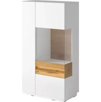 Vinotéka Vitrína Silke 80cm Dub Wotan/Bílá Lesk