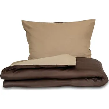 Povlečení Kvalitex Saténové povlečení LUXURY COLLECTION tmavě hnědé / béžové 1+2, 200x200, 70x90cm