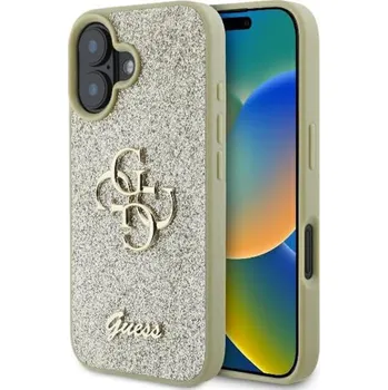 Pouzdro na mobilní telefon Guess Glitter Fixed Big 4G GUHCP16SHG4SGD iPhone 16 zlatá