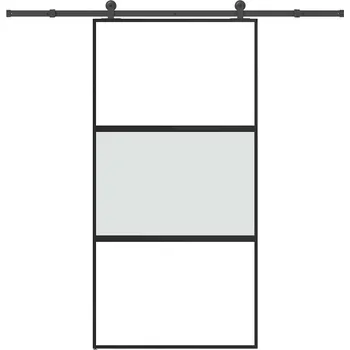 Interiérové dveře vidaXL Posuvné dveře s kováním 102,5x205 cm tvrzeného sklo a hliník [3332952]