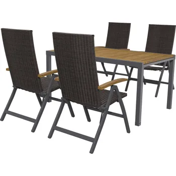 Zahradní nábytek LIVARNO home Sada hliníkového zahradního nábytku s rozkládacím stolem a křesly Valencia, 5dílná, hnědá