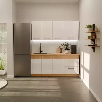 Kuchyňská linka Kuchyňská linka Vigo bílá lesk 180 cm bez pracovní desky