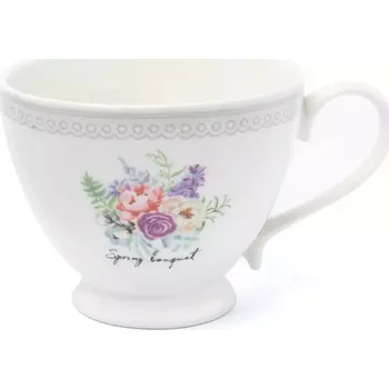 Keramický šálek Jumbo 420ml šedá krajka