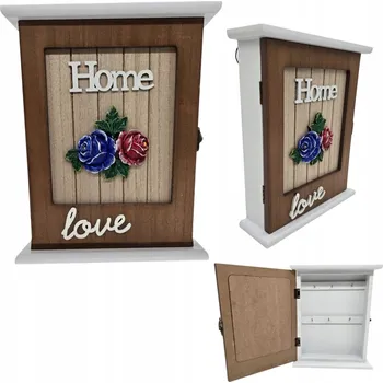 Železářství UZAMYKATELNÁ SKŘÍŇKA NA KLÍČE S POLIČKOU A 6 HÁČKY - ZÁVĚSNÁ