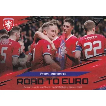 Sběratelský sportovní předmět insert karta ČESKO-POLSKO 2024 Hrdí Lvi Road to Euro číslo RE-01