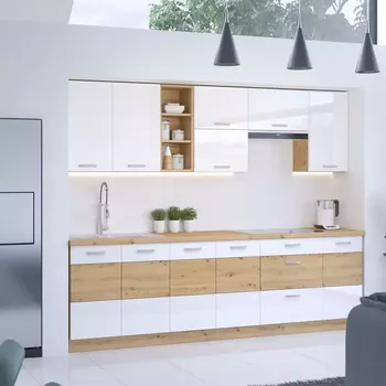 Kuchyňská linka Kuchyňská linka Artisan 260cm Bílá Lesk bez pracovní desky