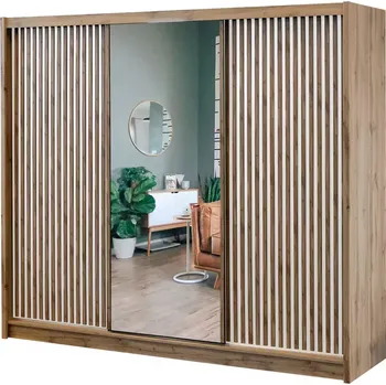 Ložnicová sestava Skříň London 250 dub wotan/bílá/zrcadlo