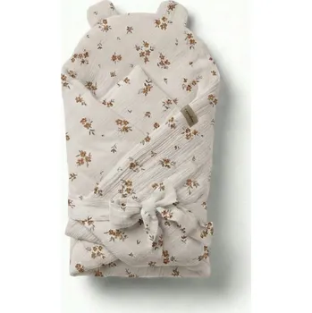 Zavinovačka Mušelínový zavinovací rožek pro miminko Little Brown Flowers Zavinovačka S vázáním a vyztužením