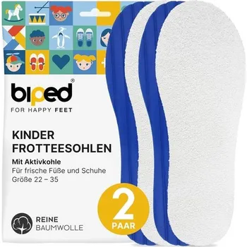 2 páry dětských barefoot vložek do bot biped - Froté vložky z bavlny a měkké pěny s aktivním uhlím
