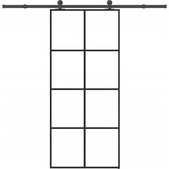 Interiérové dveře VidaXL Posuvné dveře s kováním, 90x205 cm, sklo a hliník