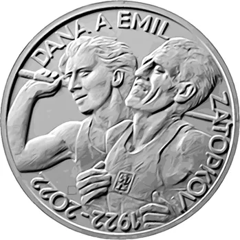 Česká republika. 200 Kč 2022. Dana Zátopková, Emil Zátopek. Běžná kvalita.