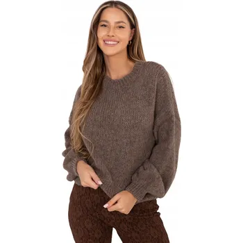 Dámský svetr Italy Moda dámský svetr béžový oversize délka do boků univerzální velikost