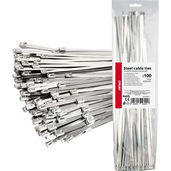 Organizace kabelů Nerezové stahovací pásky 4,6x400mm 100 ks AMiO-04325