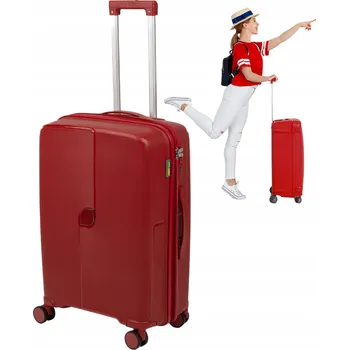 Cestovní kufr střední červený, polypropylenový na kolečkách Wowbag 7918 M