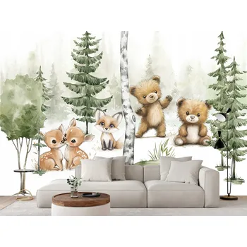 Fototapeta Fototapeta ROZTOMILÁ ZVÍŘÁTKA MEDVÍDCI V LESE PRO DĚTI 270 x 180 cm