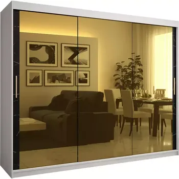 Předsíňová stěna Skříň Platinum T3 250 bílá mramor/černá