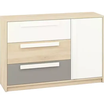 Kancelářská sestava Komoda Drop 138cm Buk Fjord/Bílá/Šedá Platina