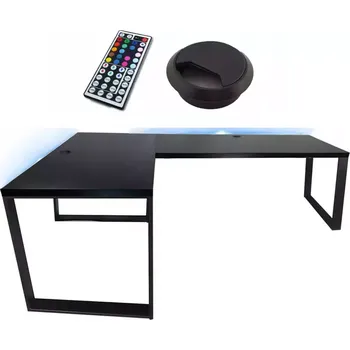 Kancelářská sestava Psací Stůl Roh. Loft Low Černá 180x120x2,8 Model 2