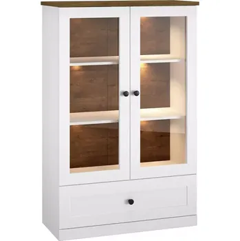 Vinotéka Vitrína Lille 05 2d1s Bílý Mat/Dub Lefkas