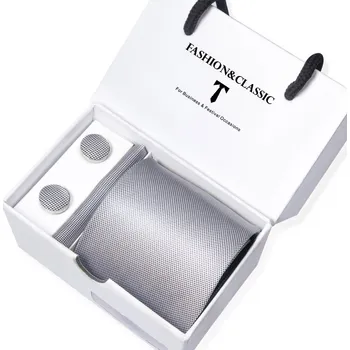 Kravata Kravata Černobílá Winnie | Manžetové knoflíčky | Kapesníček Bílá