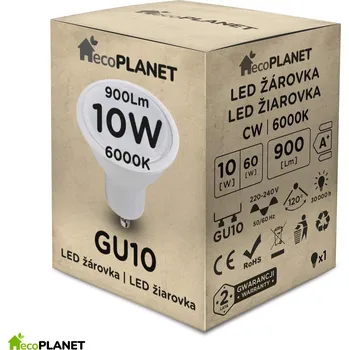 Osvětlení Berge LED žárovka - GU10 - ECOPLANET - 10W - 900Lm - studená bílá