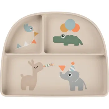 dětská jídelní sada DONE BY DEER stick and stay jídelní talíř Celebration - pískový