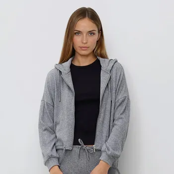 Dámská mikina Reserved - Rozepínací mikina s viskózou - tmavě šedá - 771HS-90X - 771HS-90X-L